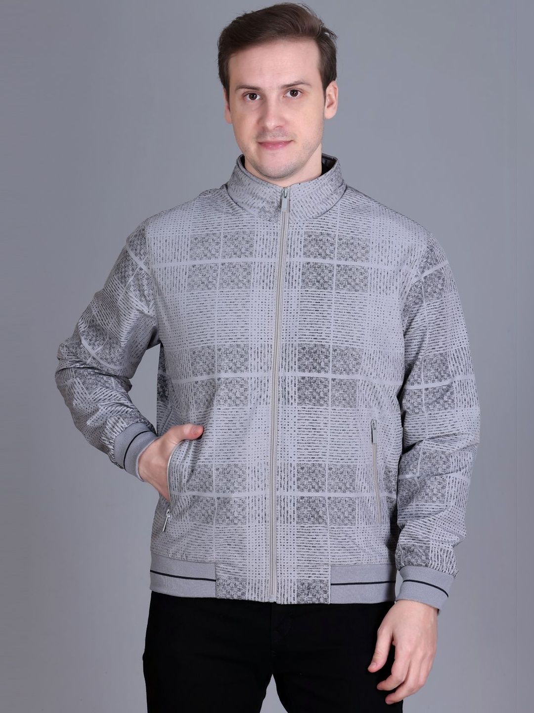 Rare Times Men Checked Lightweight Bomber Jacket