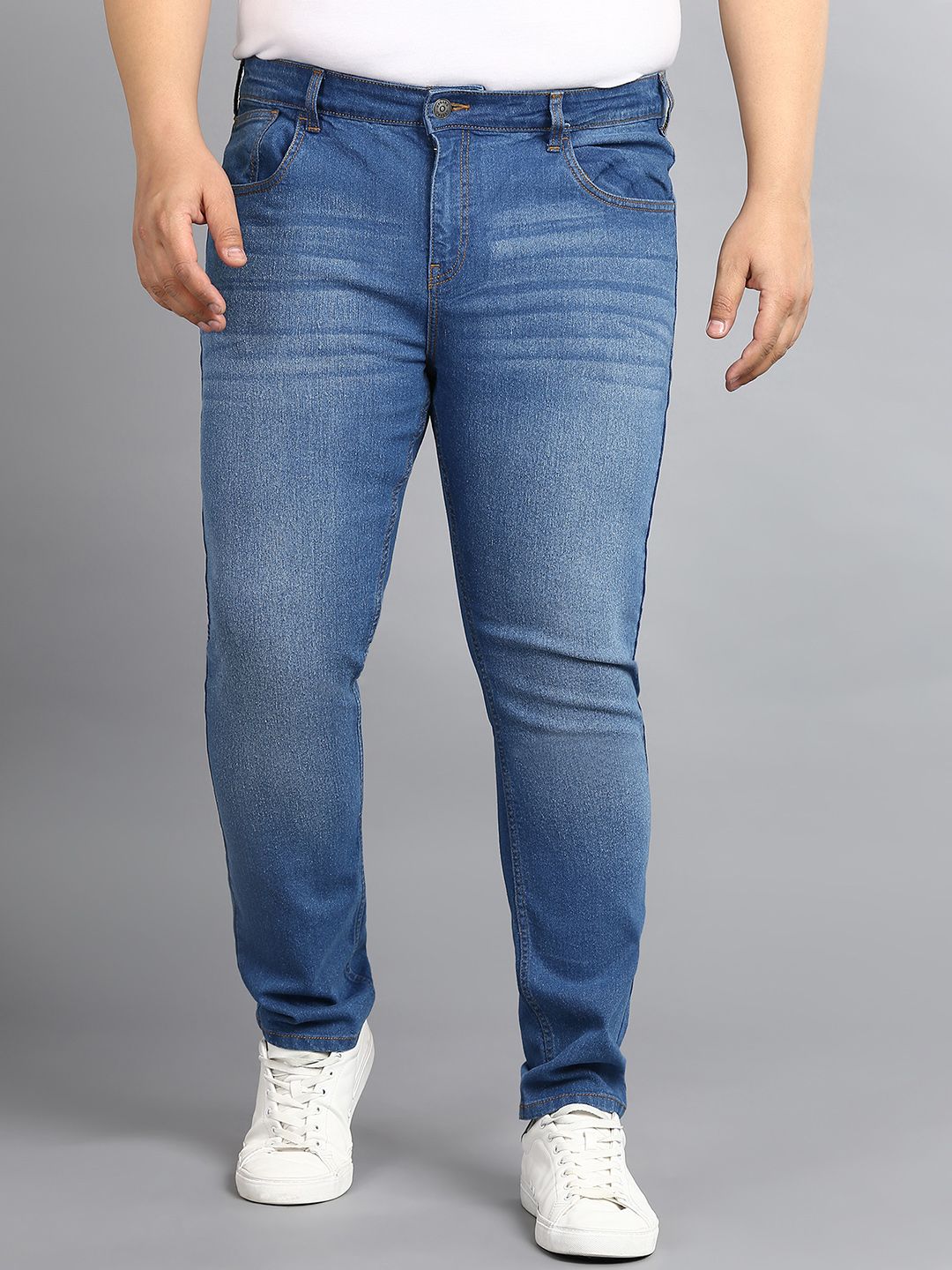 Urbano Plus Men Blue Mid-Rise Light Fade Stretchable Regular Fit Jeans