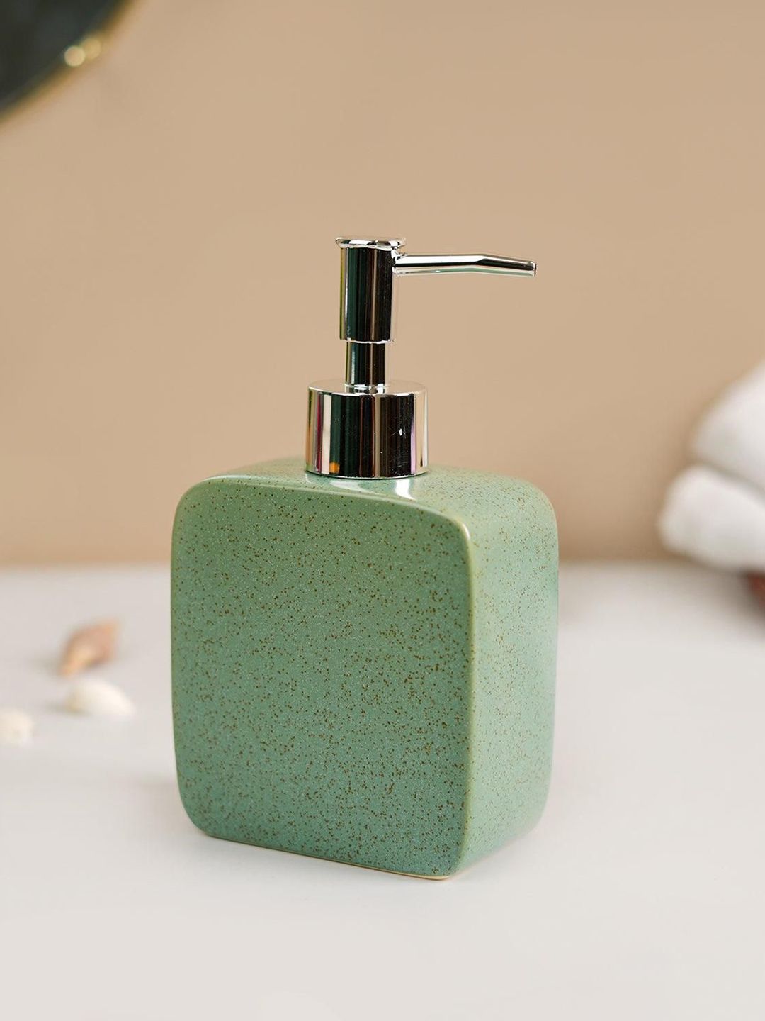 MARKET99 Teal Green Speckled Ceramic Soap Dispenser