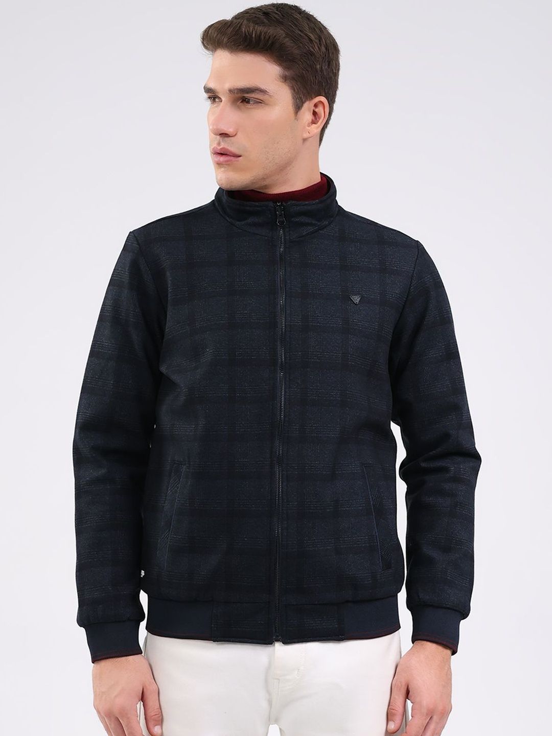 Monte Carlo Men Checked Bomber Jacket