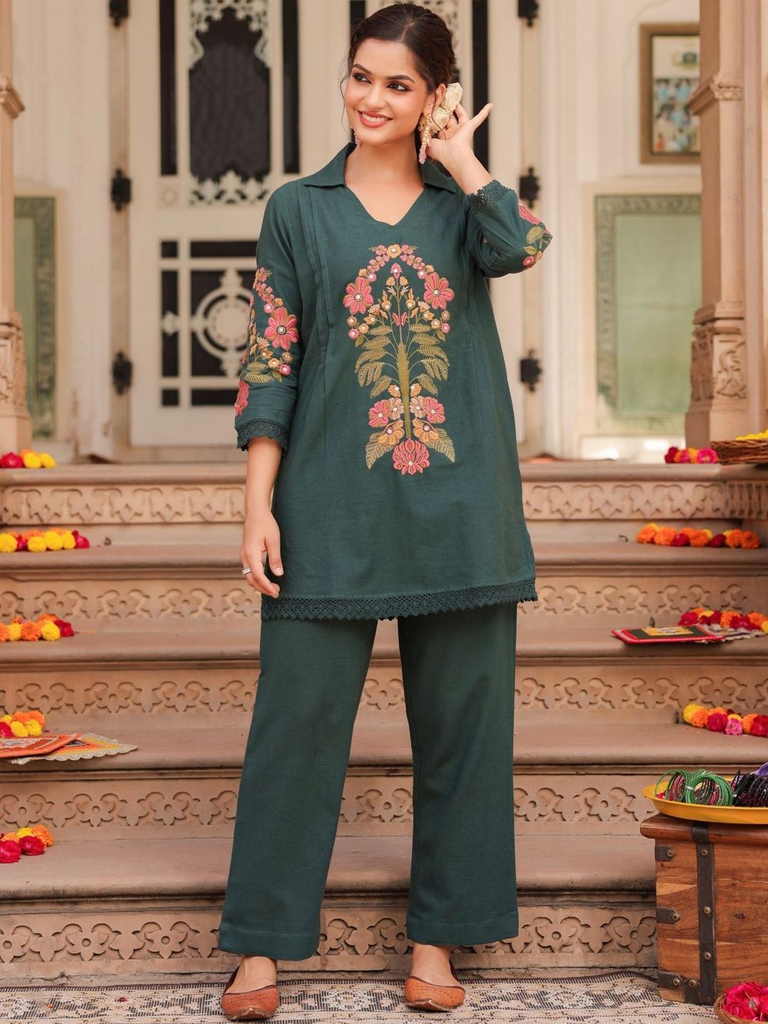 Printed Co-Ord Set Rain & Rainbow Women's Printed Tunic and Trouser Co-Ord Set