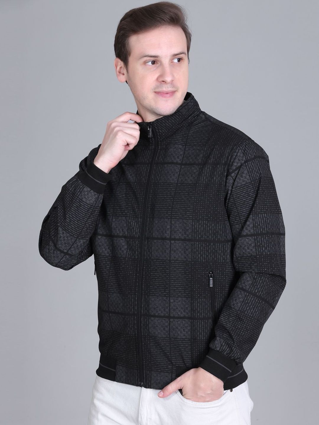 Rare Times Men Checked Lightweight Bomber Jacket