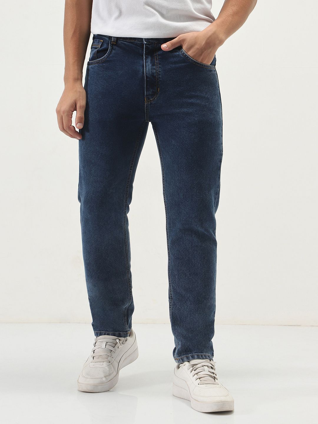 Urbano Fashion Men Dark Blue Slim Fit Washed Stretchable Denim Jeans