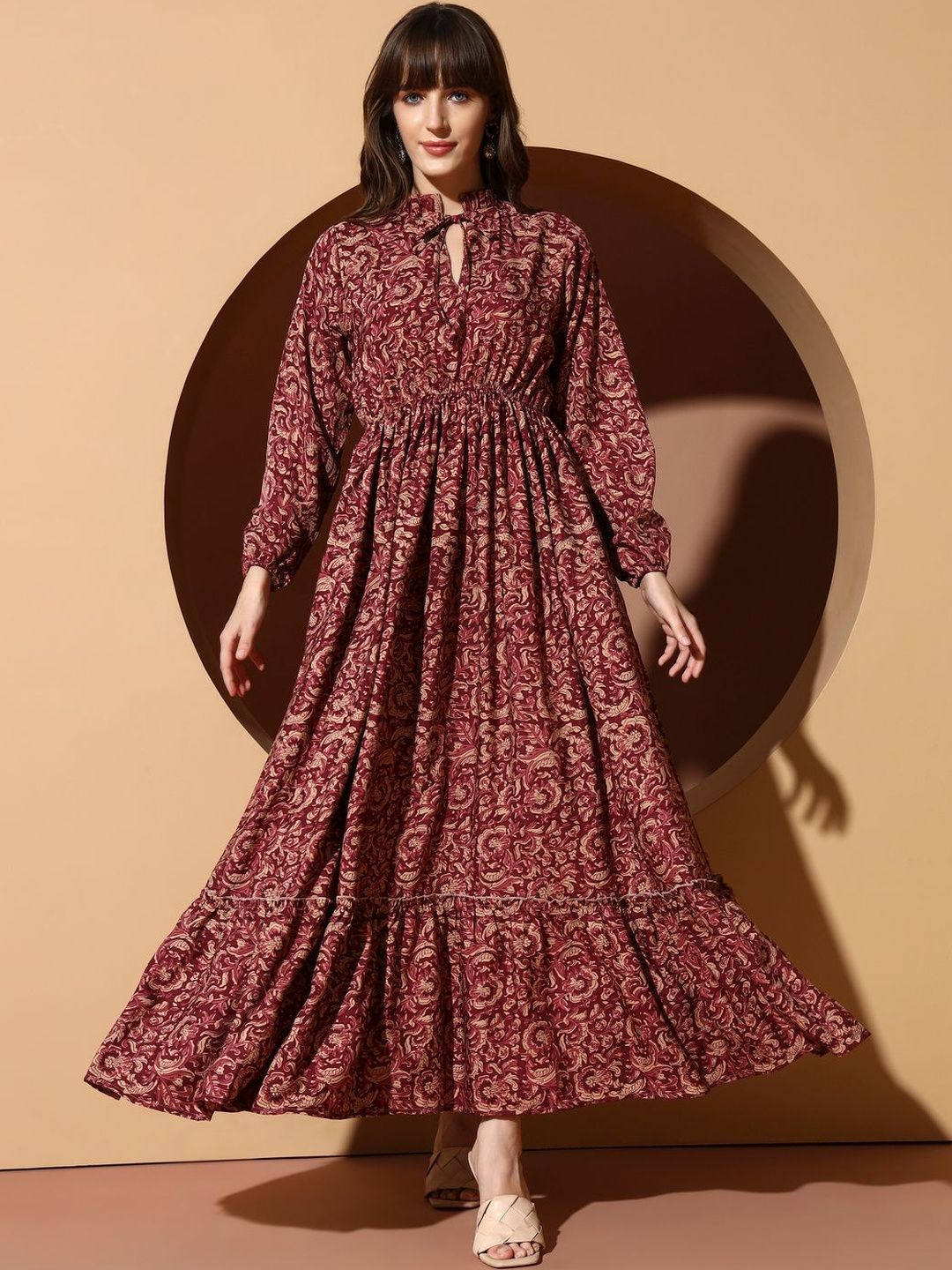 LookShine Printed Fit & Flare Maxi Dress
