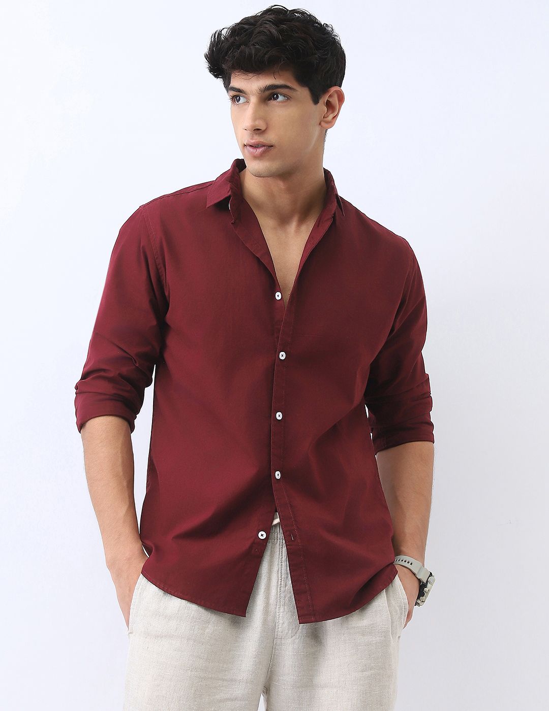Urbano Fashion Men Cotton Full Sleeve Regular Fit Casual Solid Shirt