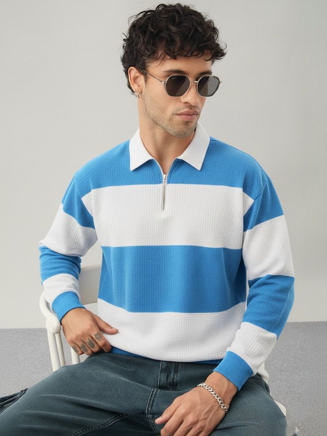 Try This Men Striped Polo Collar 1 T-shirt