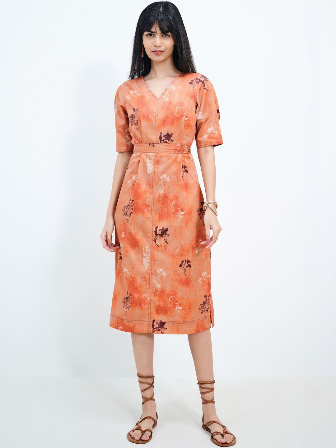 AND AND Floral Print A-Line Dress