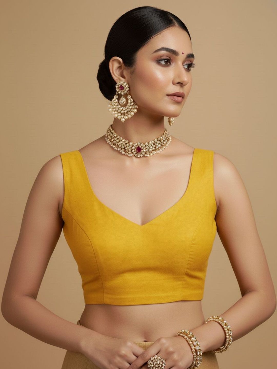 Niraha Padded V Neck Saree Blouse