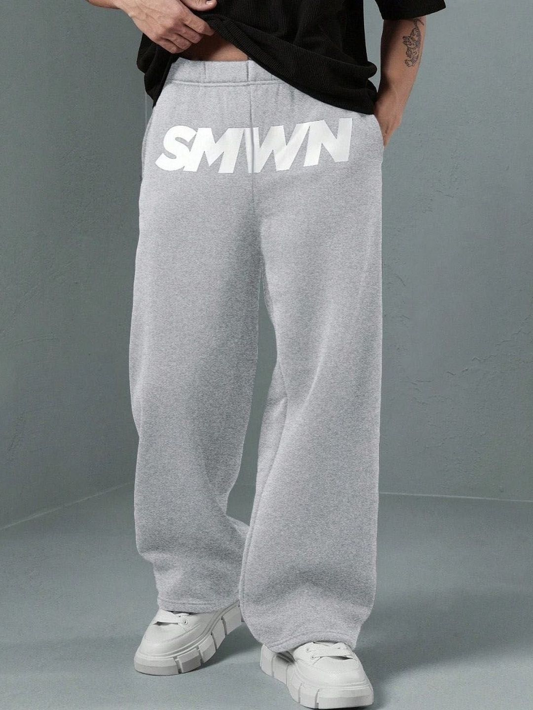 Men Loose Fit Trousers Cloth N code Men Printed Oversized Fit Typography Track Pant