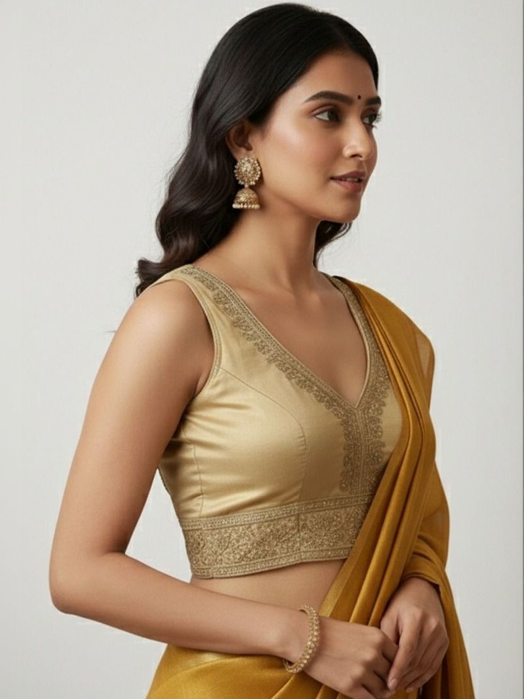 HERE&NOW Sequin Embroidered Readymade Saree Blouse