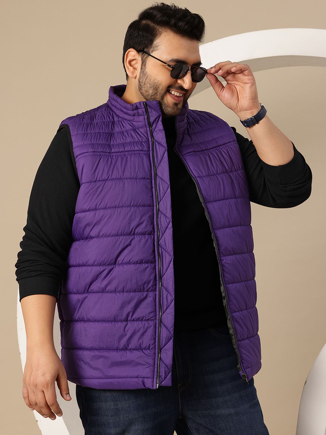 Sztori Plus Size Mock Collar Puffer Gilet Jacket