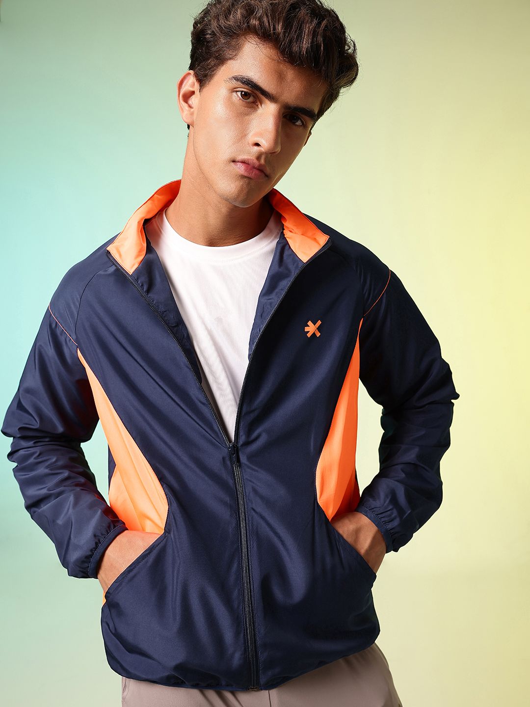 HRX by Hrithik Roshan Colourblocked Mock Collar Training Sporty Jacket