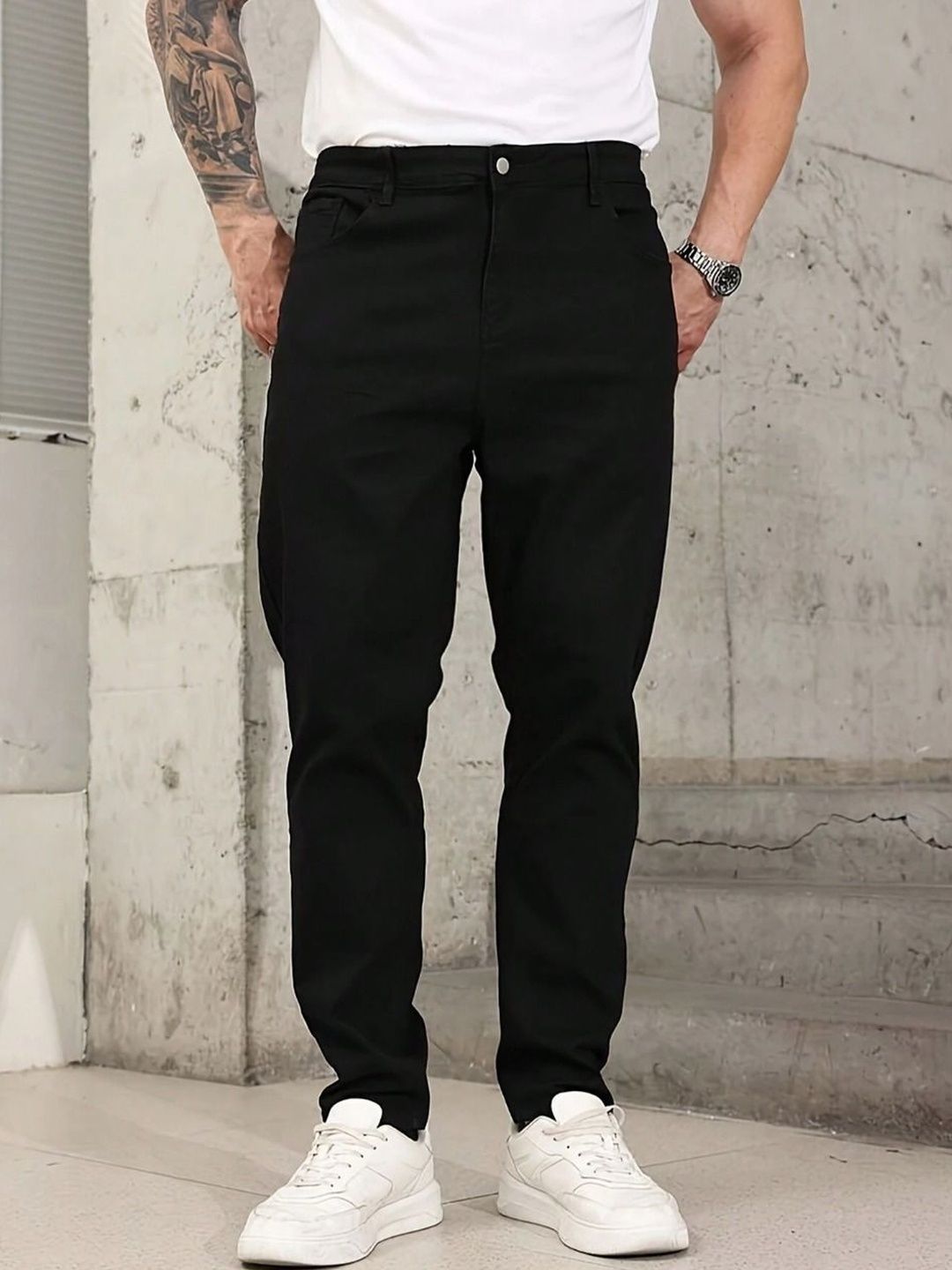 Niffar Fashion Men Mid-Rise Applique Stretchable Jeans