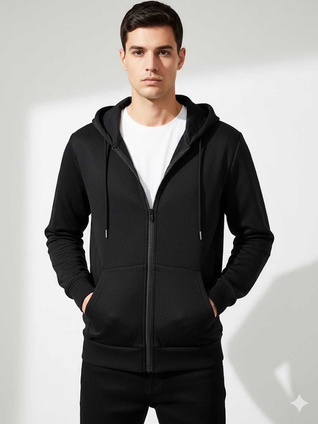 R.Code by The Roadster Life Co. Men Fleece Lightweight Outdoor Open Front Jacket