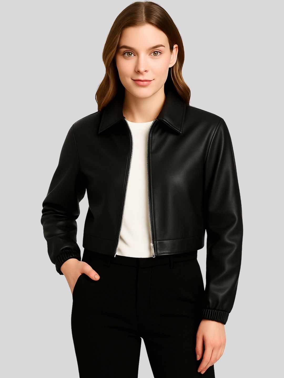 Buy Raxedo Women Travel & Trekking Faux Leather Crop Jackets