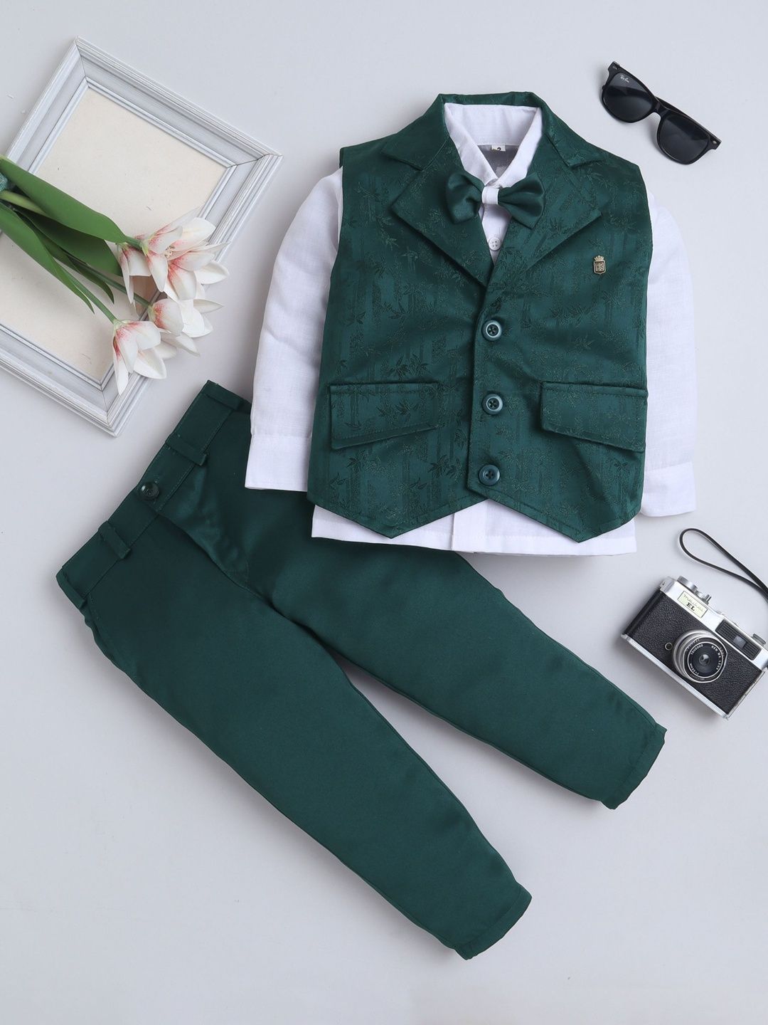 BAESD Boys Notched Lapel Single-Breasted Three-Piece Suit