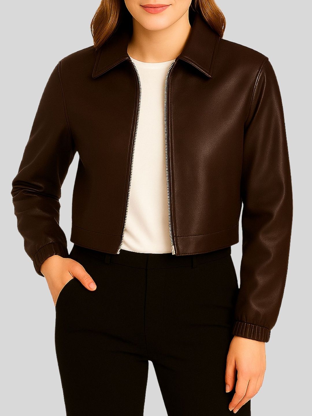 Buy Raxedo Women Travel & Trekking Faux Leather Crop Jackets