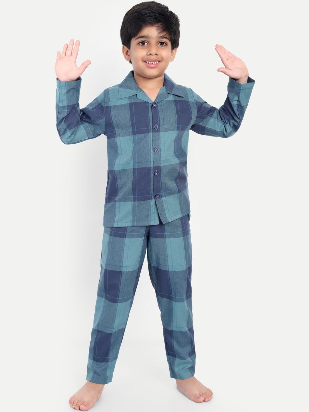 Clt.s Unisex Kids Checked Night suit