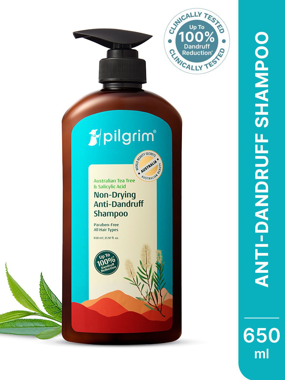 Pilgrim Pilgrim Unisex Australian Tea Tree Anti-Dandruff Shampoo With Salicylic Acid- 650 ml
