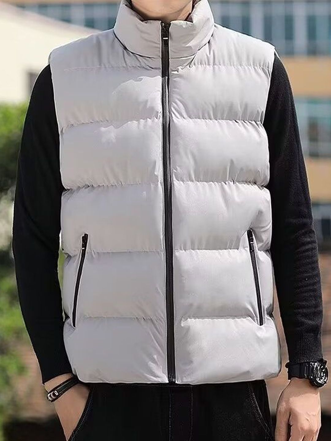 StyleCast x Revolte Men Solid Mock Collar Puffer Jacket