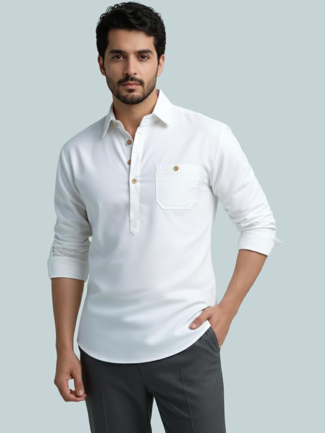 Navkanj Men Solid Slim Fit Short Kurta