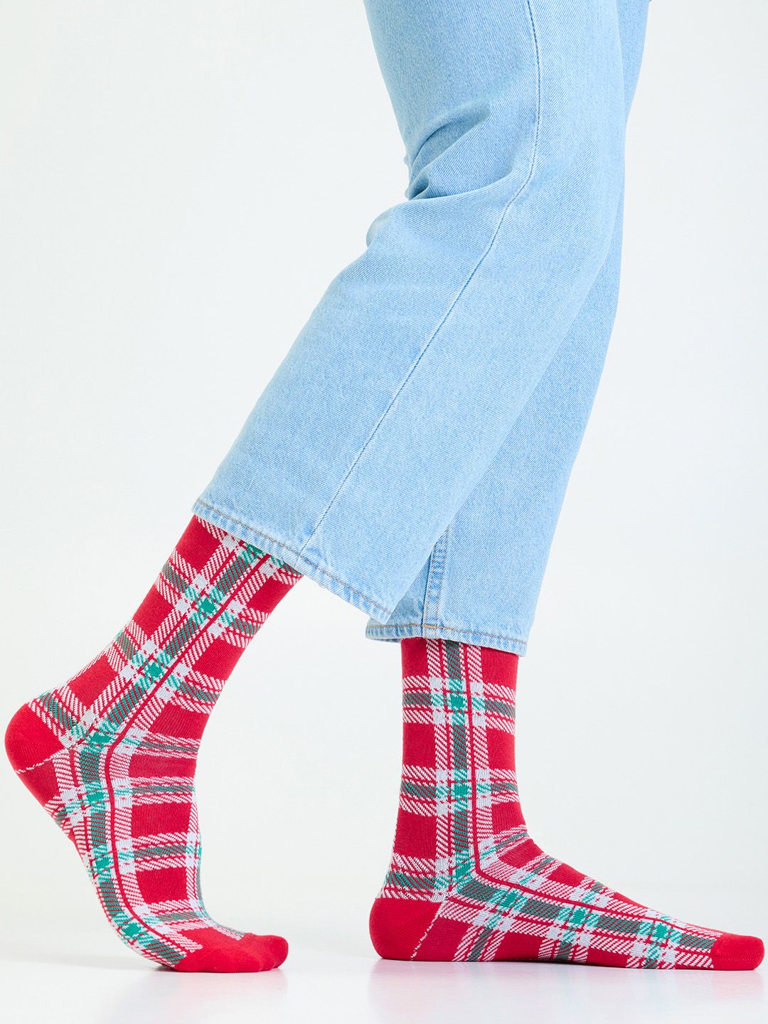 Mint & Oak Men Red Patterned Calf-Length Socks