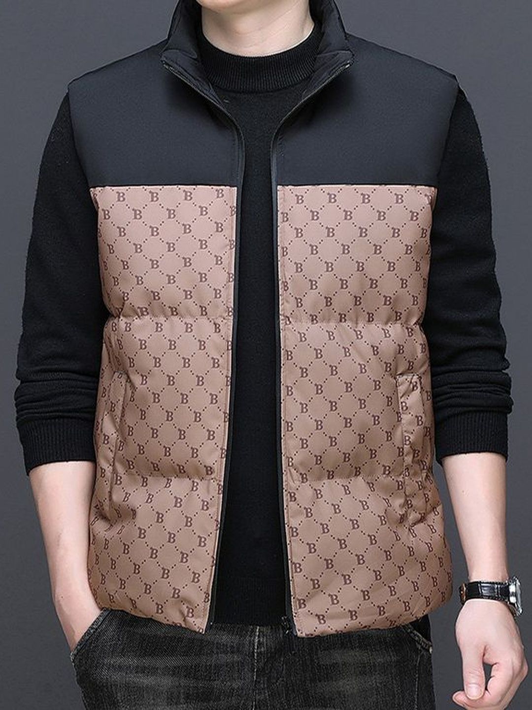 StyleCast x Revolte Men Brand Logo Puffer Vest