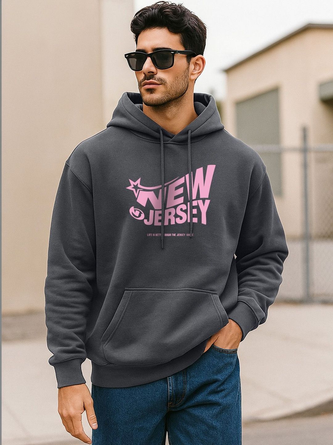 VEIRDO Men Printed Hooded Sweatshirt