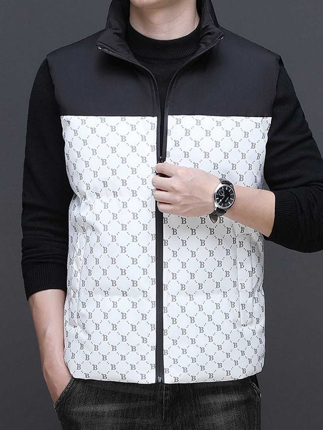 StyleCast x Revolte Colourblocked Stand Collar Tailored Jacket