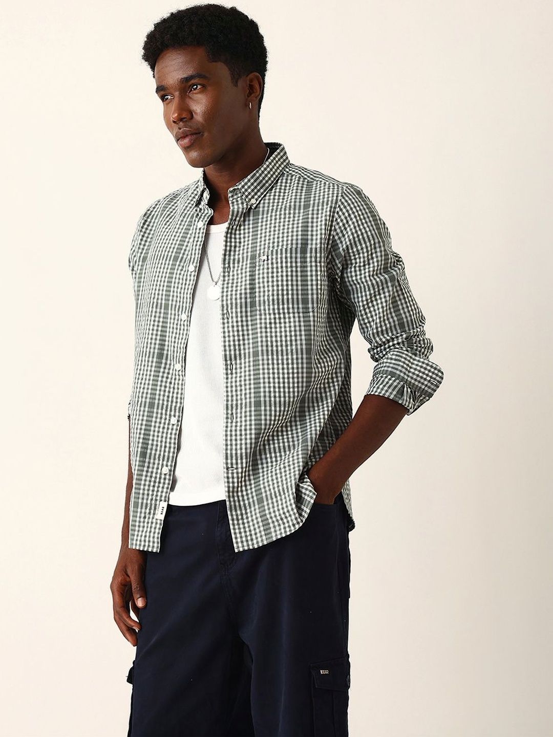 THE BEAR HOUSE Men Slim Fit Checked Casual Shirt