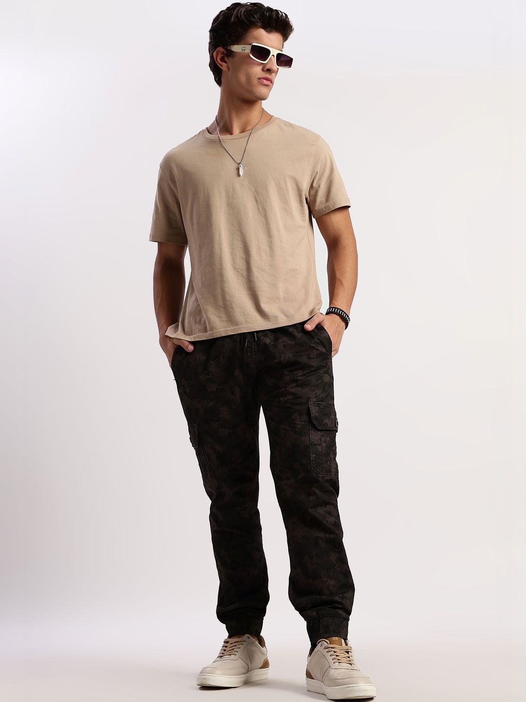 24 Street 24 Street Camouflage Printed Cotton Cargo Trousers