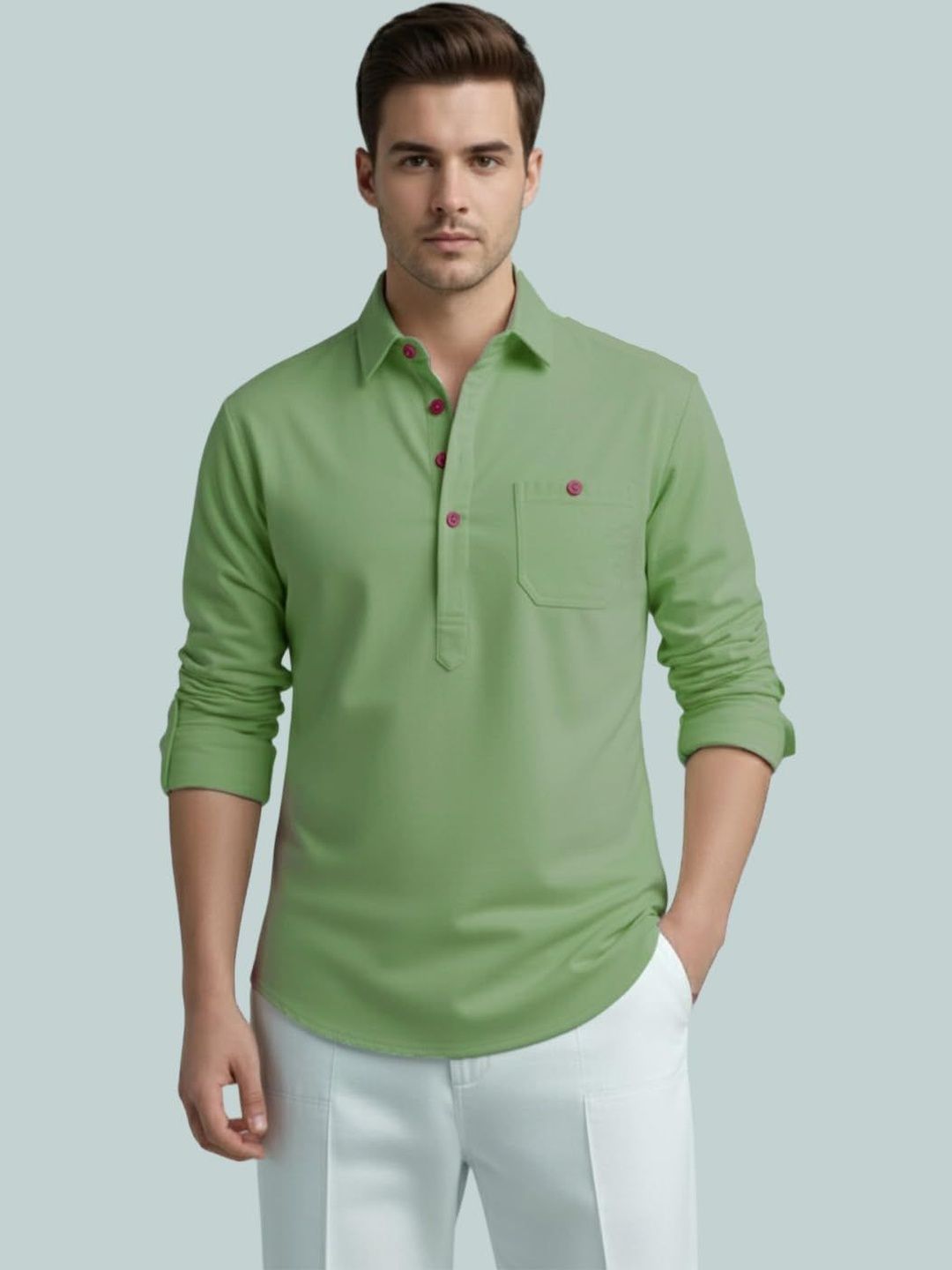 DaReal Men Solid Slim Fit Short Kurta
