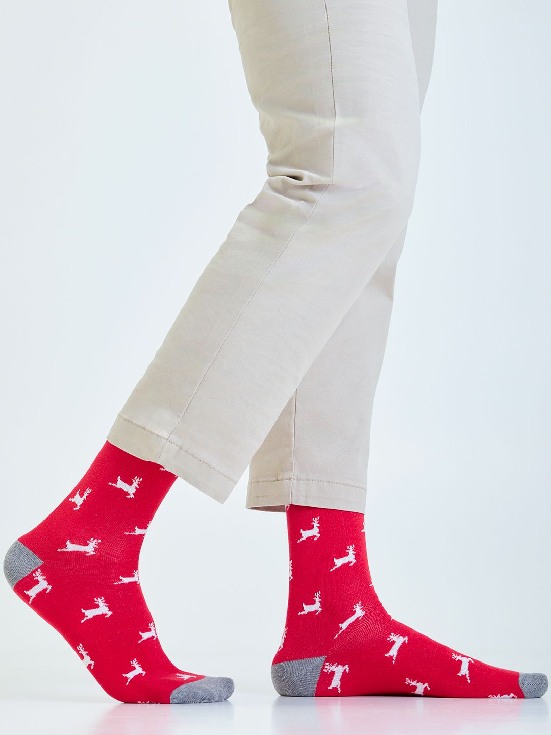 Mint & Oak Men Maroon & White Conversational Patterned Above Ankle Socks