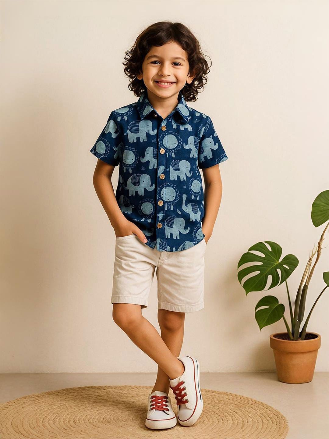 Urban Birdie Boys Comfort Cotton Spread Collar Printed Casual Shirt