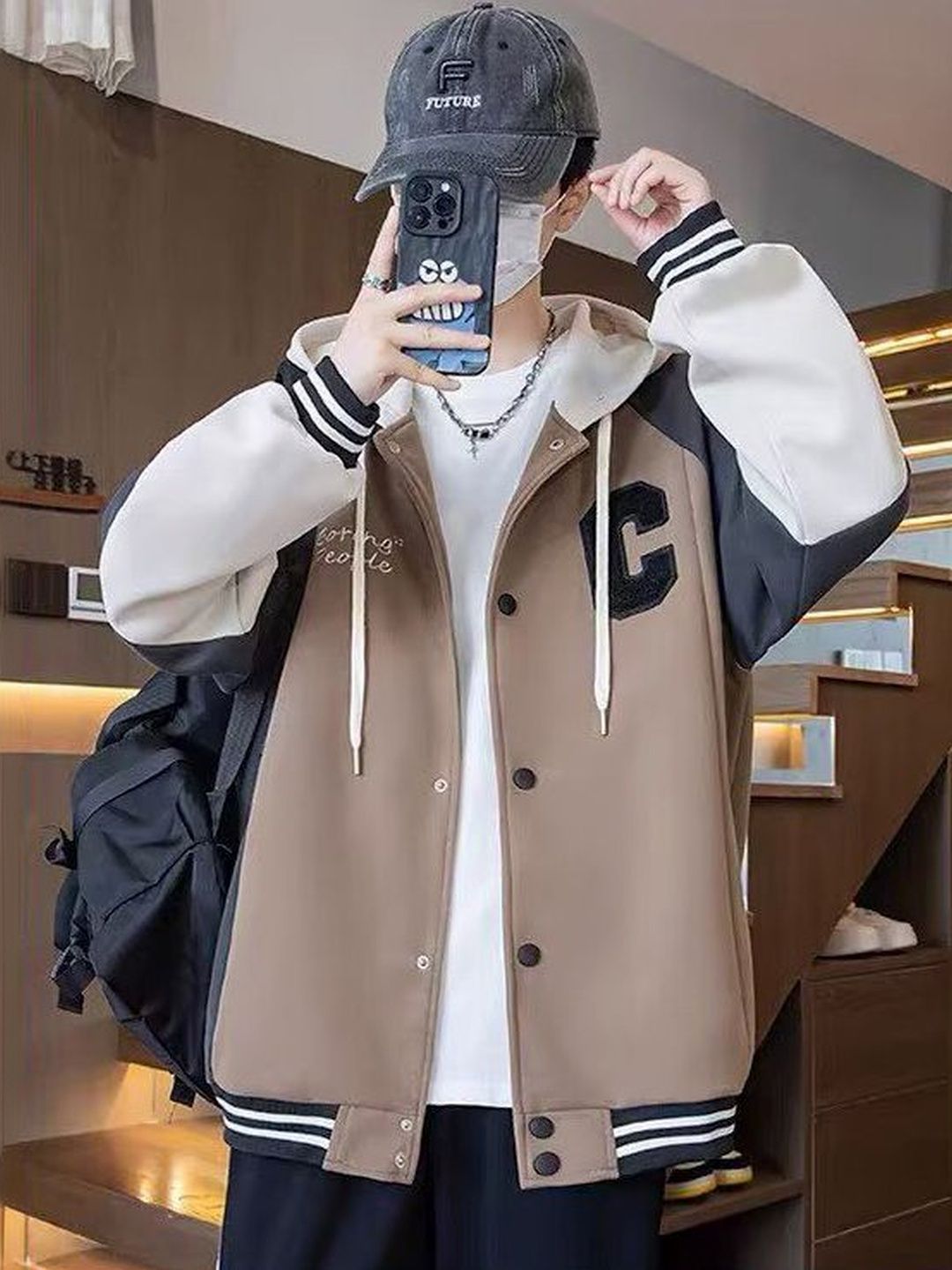 StyleCast x Revolte StyleCast Men Colourblocked Varsity Jacket