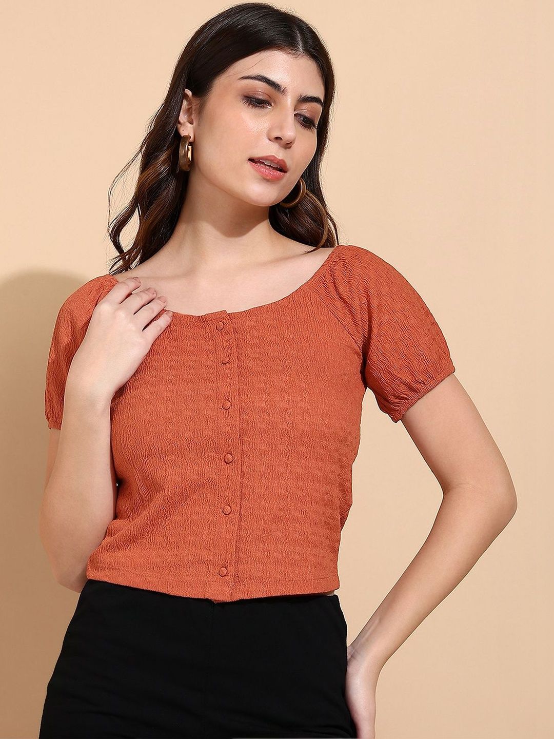 SAFFE SAFFE Puff Sleeve Crop Top