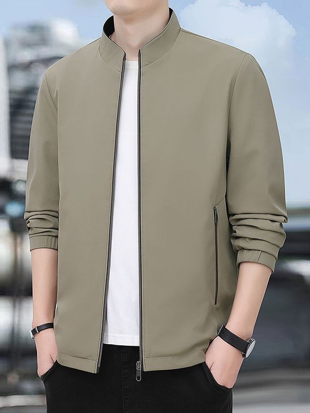 StyleCast x Revolte Stand Collar Long Sleeves Tailored Jacket