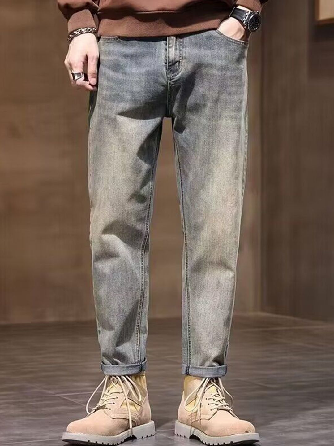 StyleCast x Revolte Men Regular Fit Mid-Rise Light Fade Jeans
