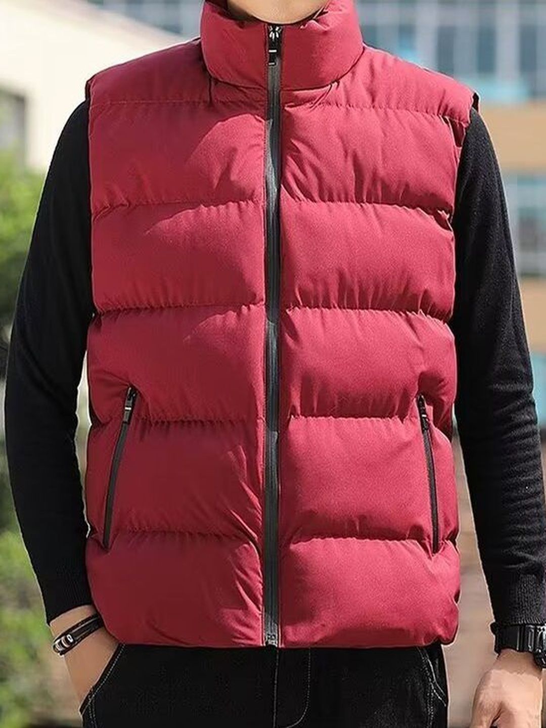 StyleCast x Revolte Men Mandarin Collar Padded Jacket