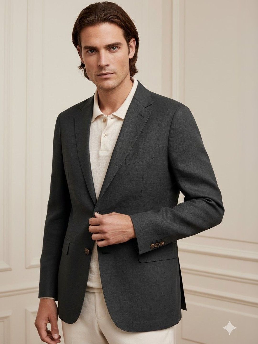 INVICTUS Notched Lapel Long Sleeves Single Breasted Blazer