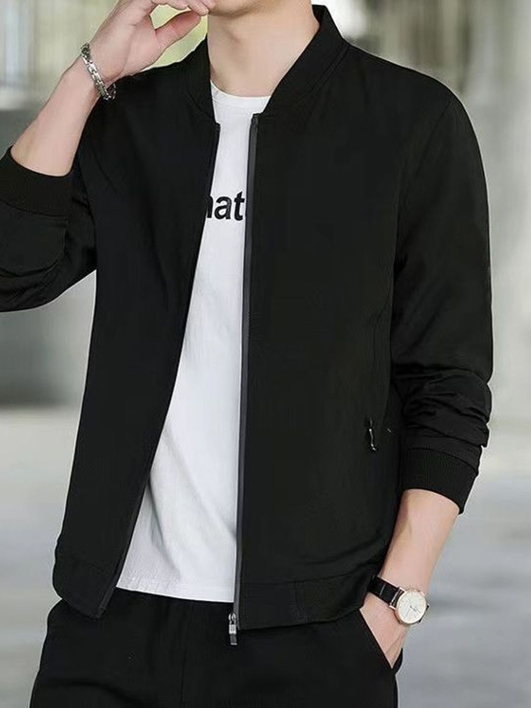 StyleCast x Revolte Stand Collar Long Sleeves Bomber Jacket