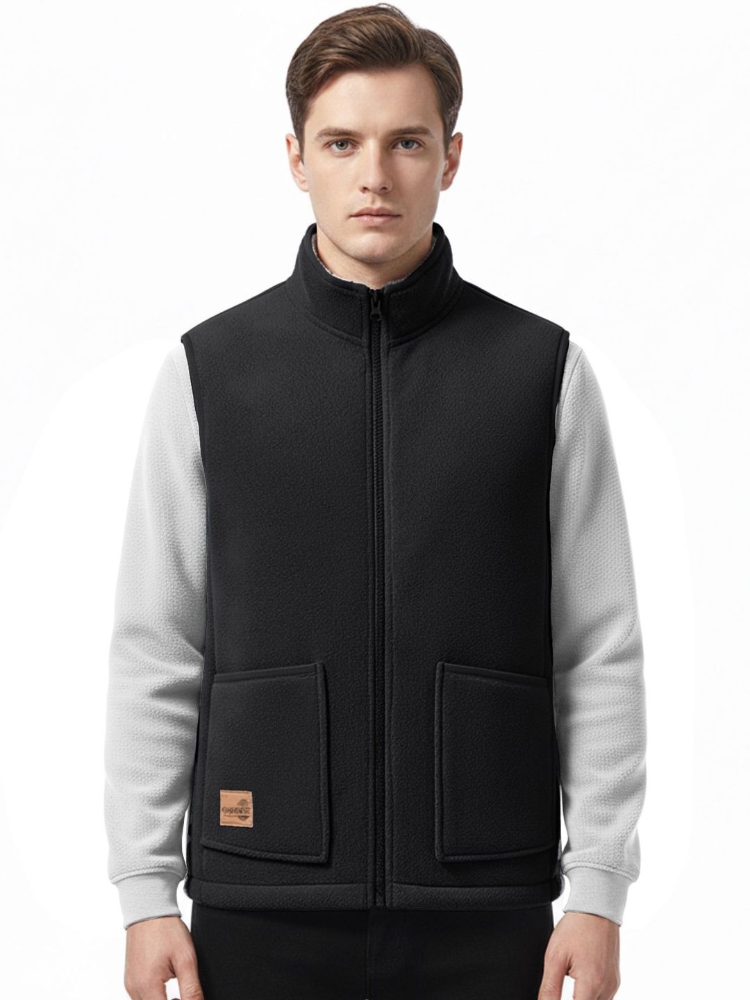 StyleCast x Revolte Men Solid Mandarin Collar Tailored Jacket