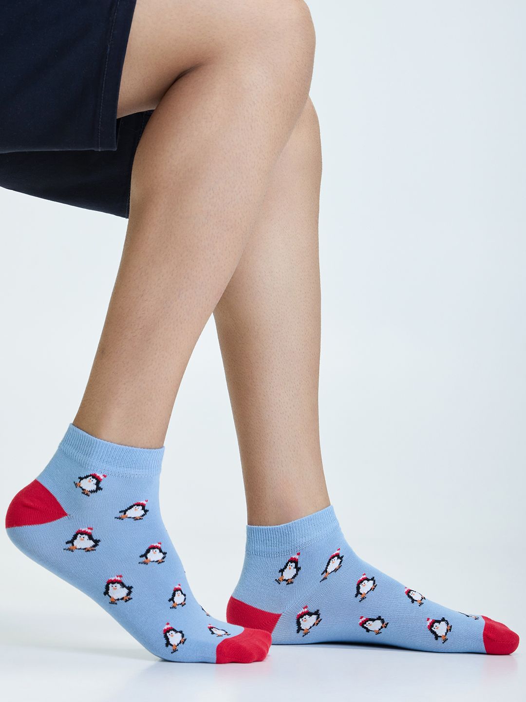 Mint & Oak Men Blue Patterned Ankle-Length Socks