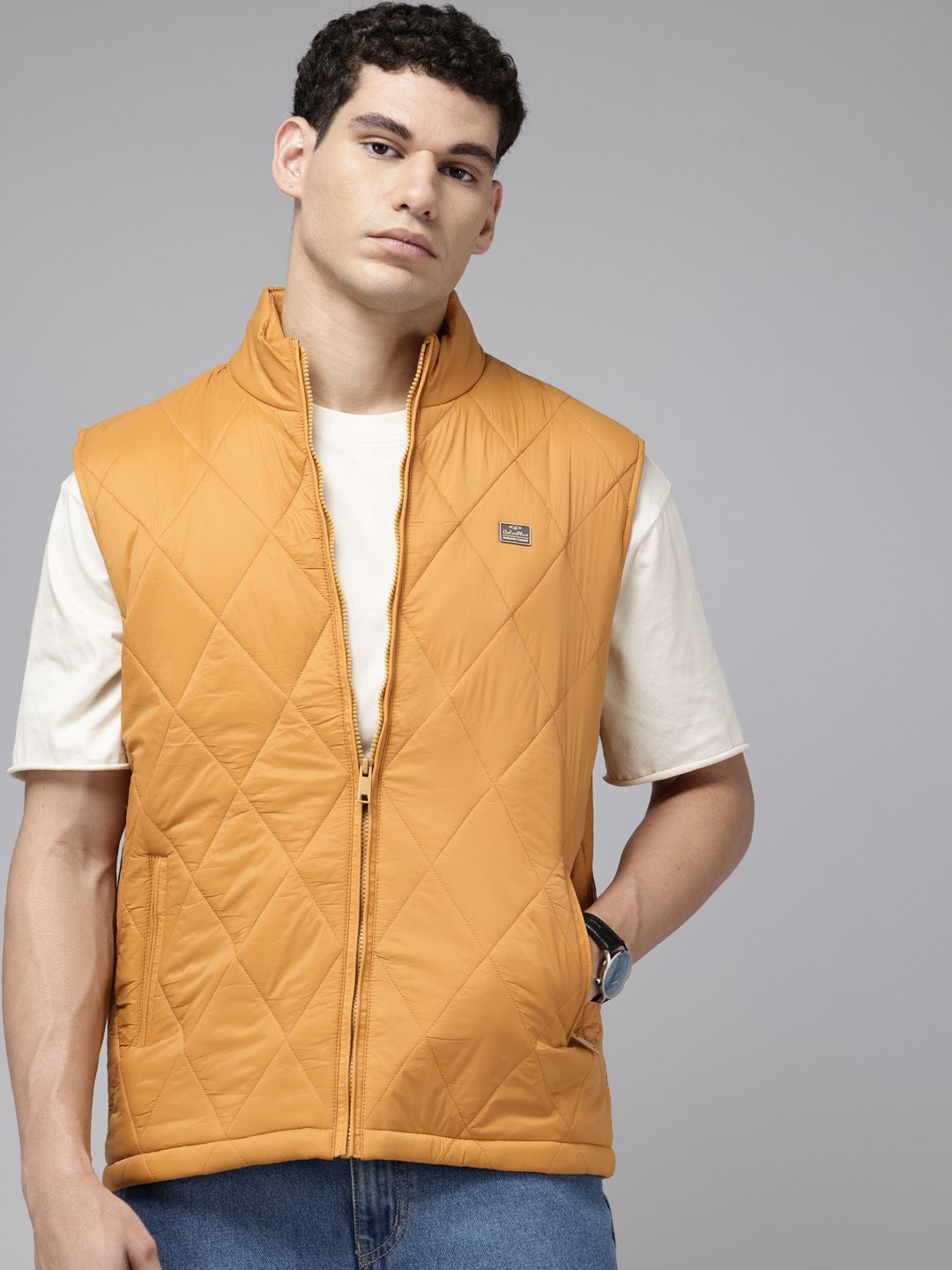 ColorPlus Mock Collar Sleeveless Gilet Jacket