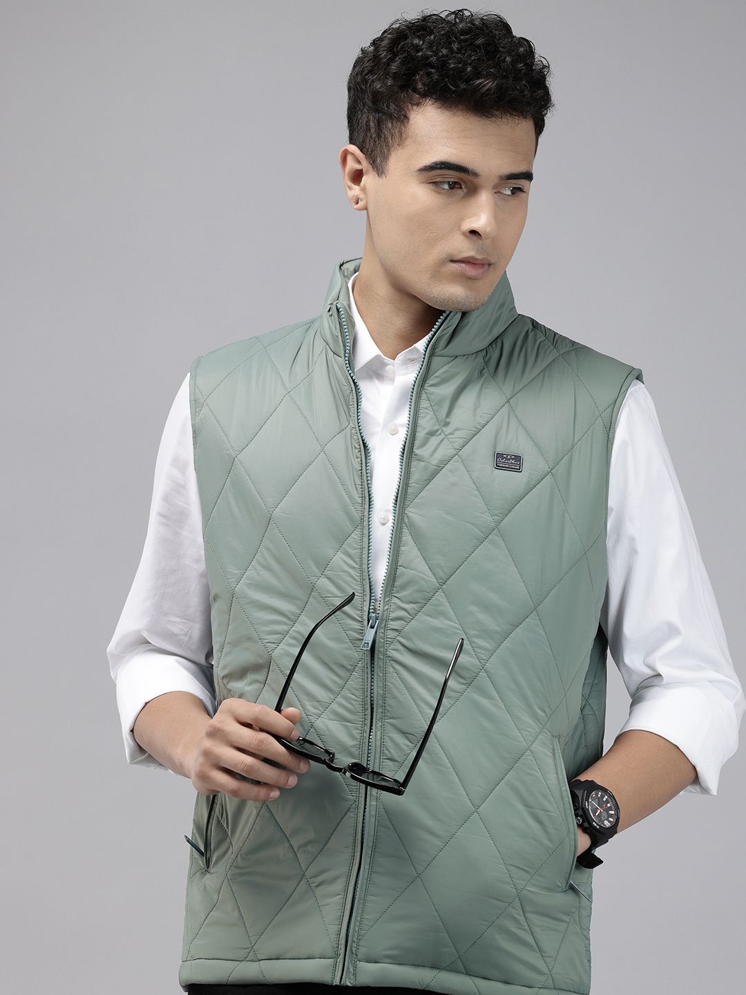 ColorPlus Mock Collar Quilted Jacket