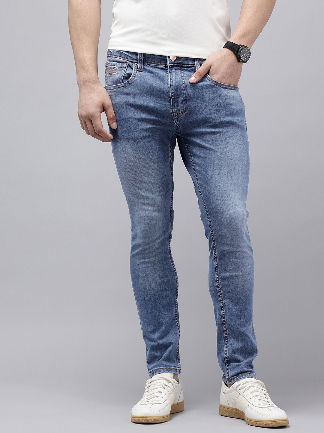 U.S. Polo Assn. Denim Co. Men Henry Skinny Fit Mid-Rise Heavy Fade Stretchable Jeans