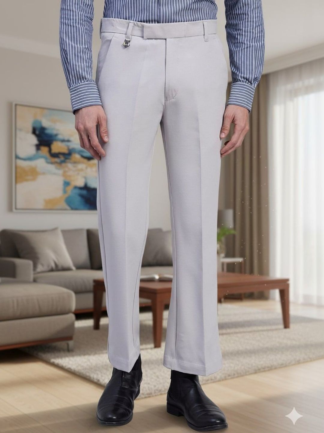 AXNIS Men Relaxed Straight Leg Easy Wash Pleated Trousers