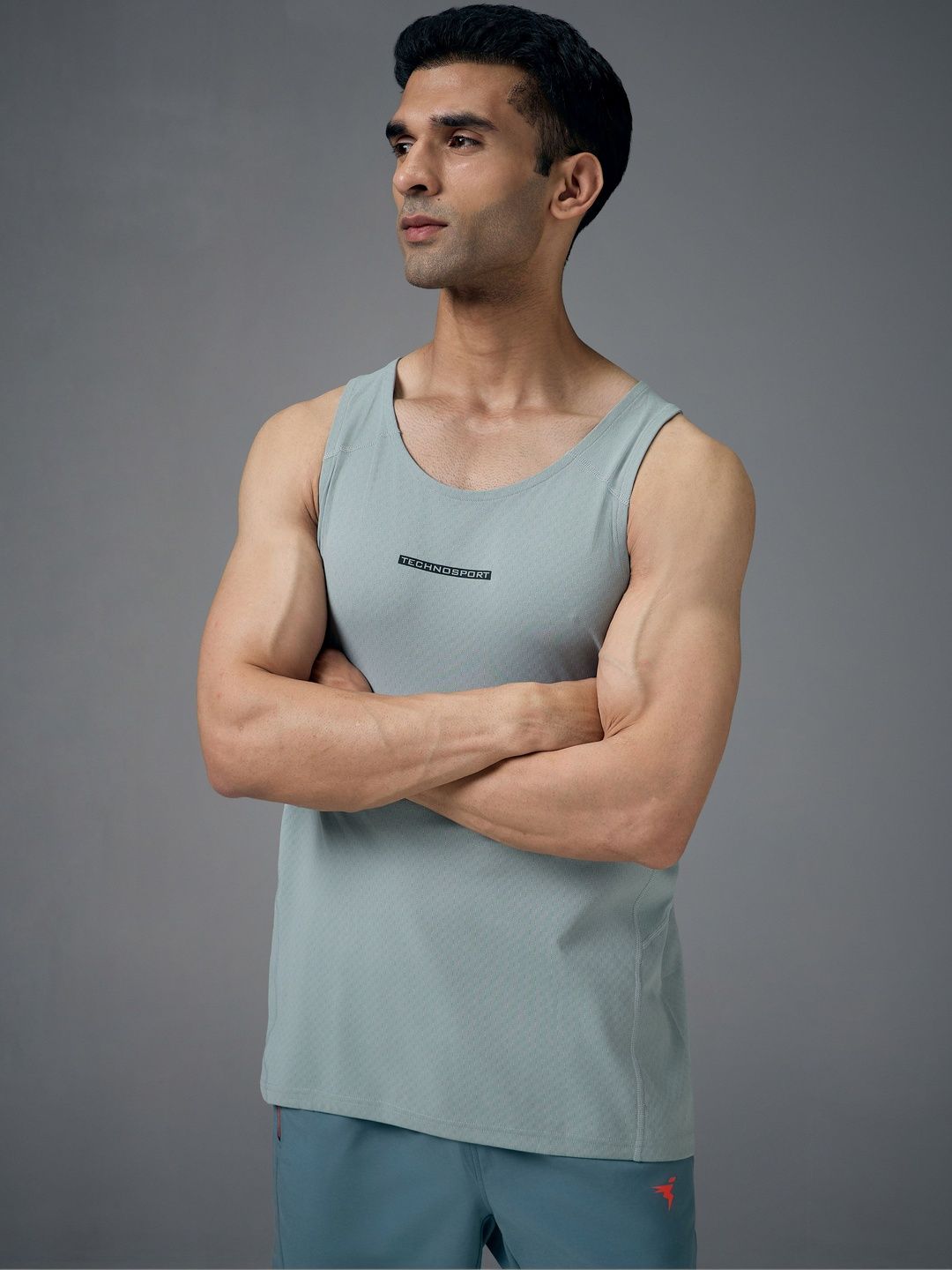 Technosport Men Solid Slim Fit Sports Vest with ElastoLITE for Gym