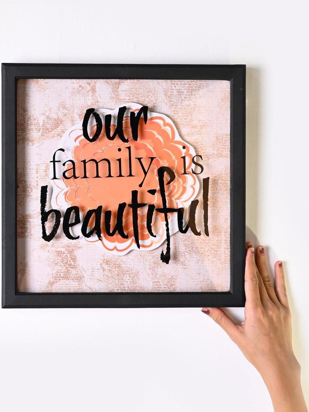 MARKET99 Black Single Piece Wood MARKET 99 Black Our Family Beautiful Typography Wall Art
