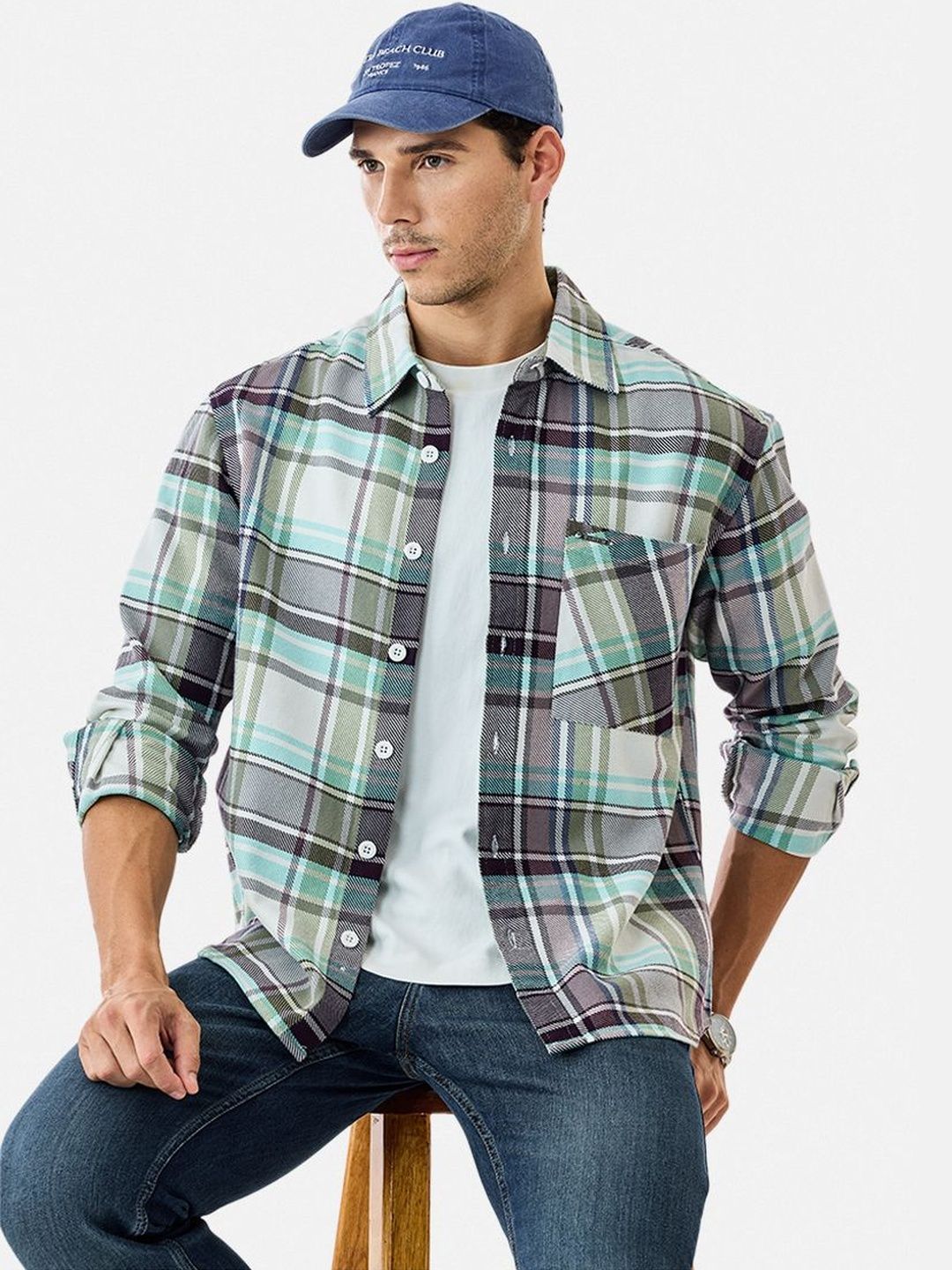 Snitch Men Tartan Checks Checked Casual Shirt